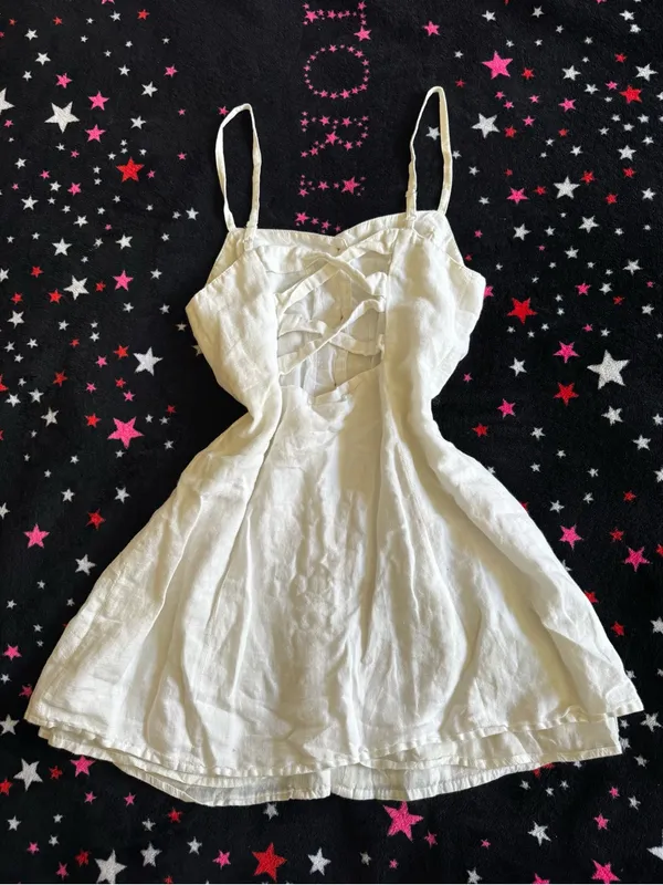 Urban outfitters White Button-Front Linen Mini Sundress - Image 2