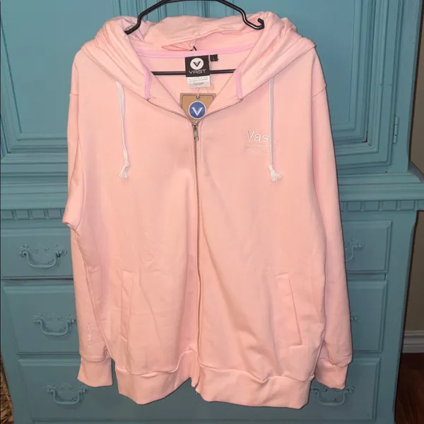 NWT Rose Quartz Pink Vast Life Climate Change Zip up fleece hoodie -water bottle - Image 2