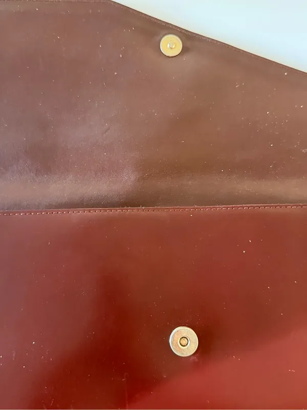 Vintage Leather Envelope Clutch - Burgundy Brown - Image 11