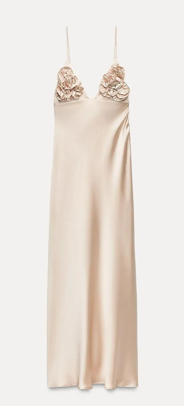 Zara dress maxi satin slip bodycon ruffled strappy wedding evening cocktail - Image 18