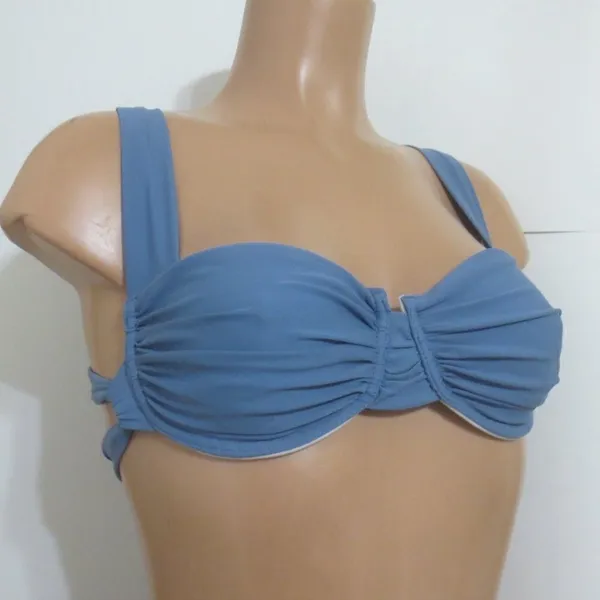 NWT Hilinker Blue Ruched Bikini Criss Cross Back High Cut Swimsuit Set Sz M - Image 5