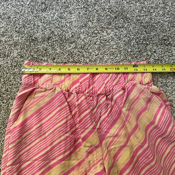 Elevenses Anthropologie pink & yellow striped wide-leg pants size M - Image 11