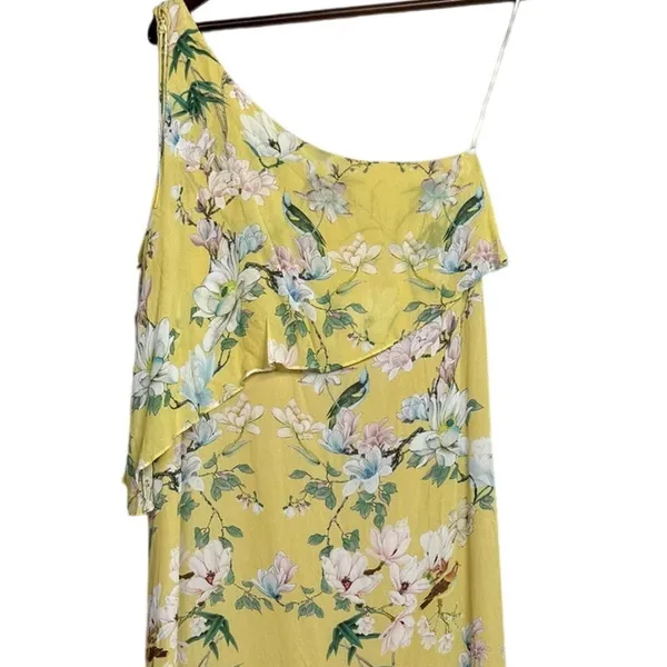 Slate & Willow Floral One Shoulder Hi Low Popover Bodice Maxi Dress 4 Yellow - Image 3