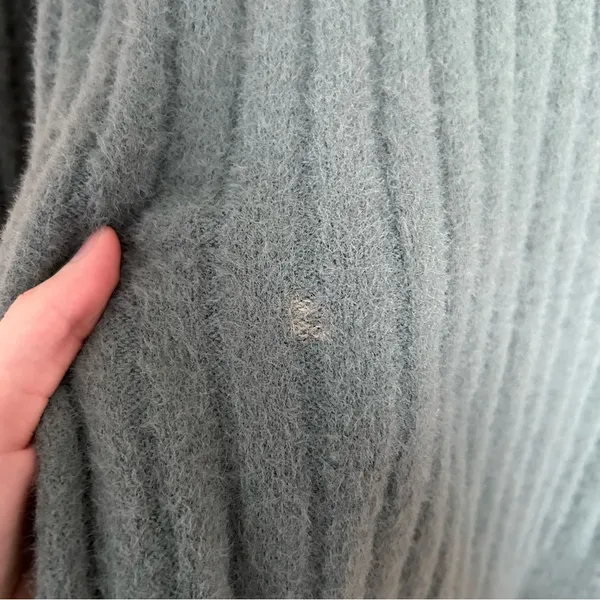 Aerie Muted Green Oversized Ribbed Knit Crewneck Sweater Size XS - Image 3