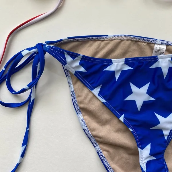 NWOT Forplay sexy Stars and Stripes string bikini, size large - Image 6