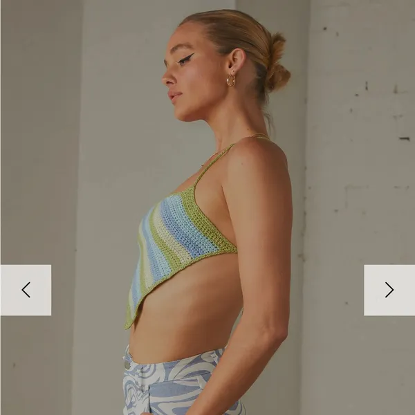 Peppermayo Cancun Crochet Halter Top - Green and Blue Striped Crop Top - Image 5