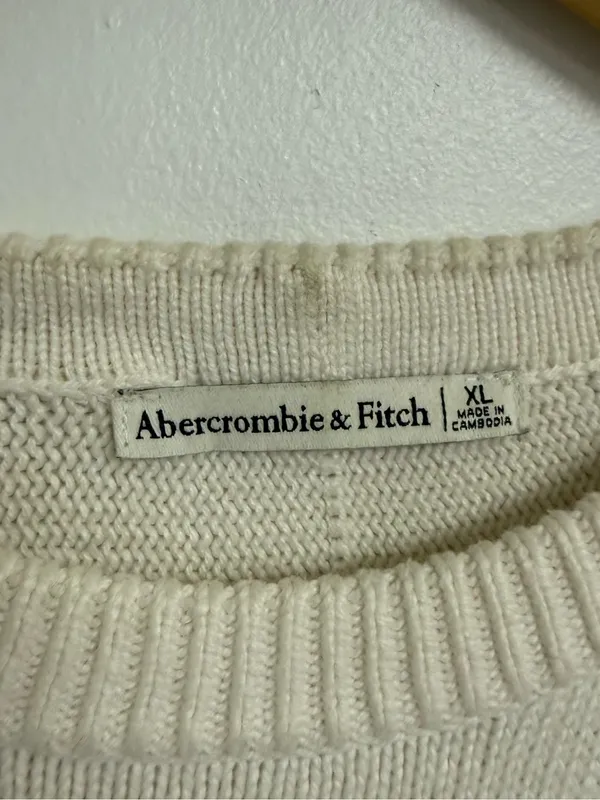 Abercrombie & Fitch Madeline Striped Short Sleeve Sweater XL Cream Black - Image 4