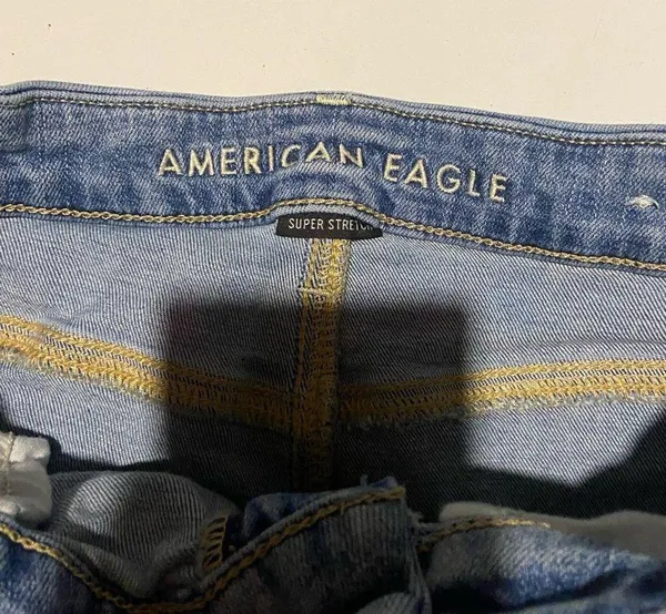 American Eagle Size 4 Curvy High Rise Shortie Light Wash Distressed Jean Shorts - Image 7