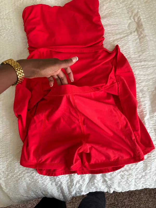 JoyLab Red strapless dress - Image 3