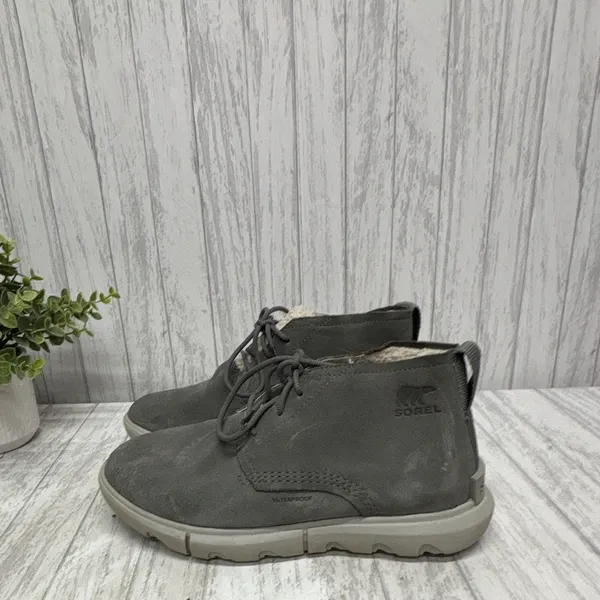 Womens Size 8 SOREL Gray Waterproof Lace-Up Faux Fur Lined Bootie EU39 UK6 - Image 3