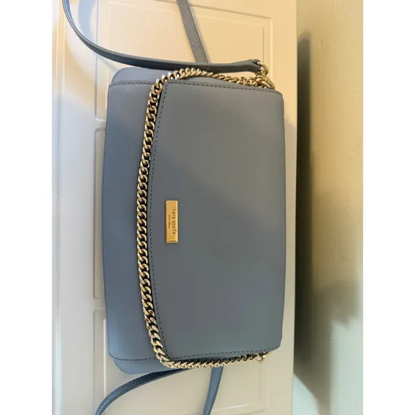 Kate Spade New York Light Blue Leather Crossbody Bag Gold party cocktail casual - Image 3