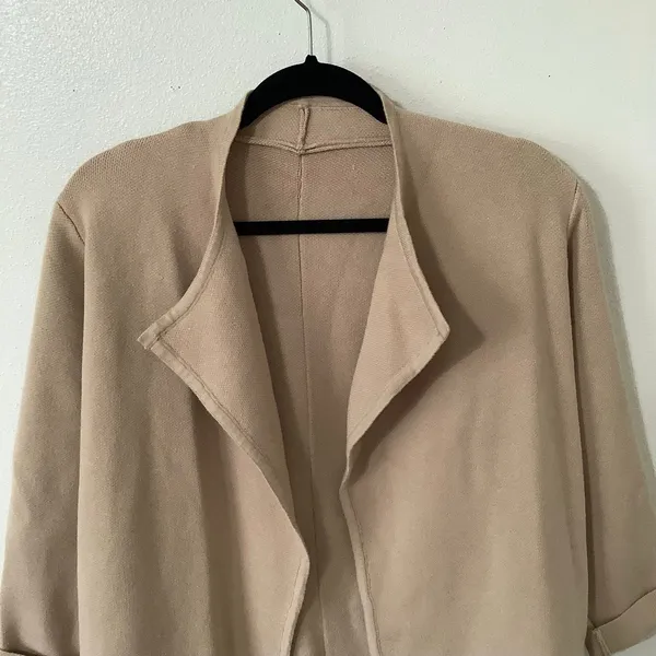 Chic‎ Wish Tan Minimalist Chic Normcore Cozycore Slouchy Open Front Cardigan OS - Image 2