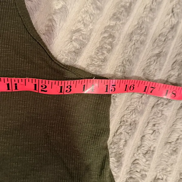 Free People Long Beach Tank Top Olive Green Ribbed Racerback Size Small - Image 4