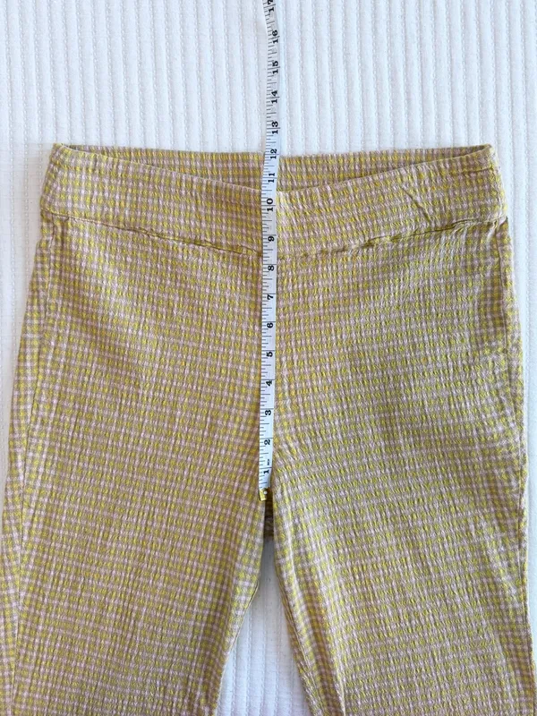 Free People In My Feelings Slim Crop Gingham Plaid Pants in Yellow - Image 11