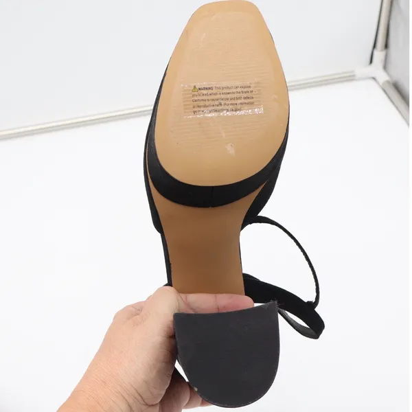 New York & Company Malayah Black Faux Suede Platform Block Heels Size 9 - Image 8