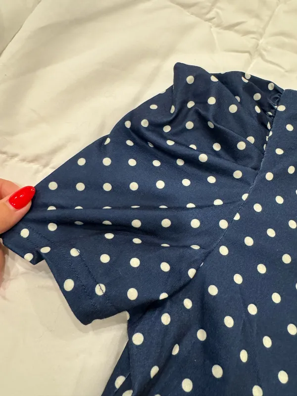 Boutique Navy Polka Dot Top - Image 2
