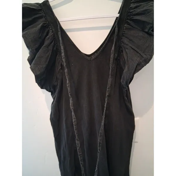 Daily Practice Anthropologie Malibu Creek Dress Cotton Ruffle Black measures Med - Image 13