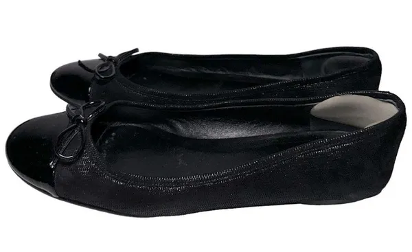 Delman New York Women’s Size 7 Black Metallic Patent Toe Brook Ballet Flats - Image 5