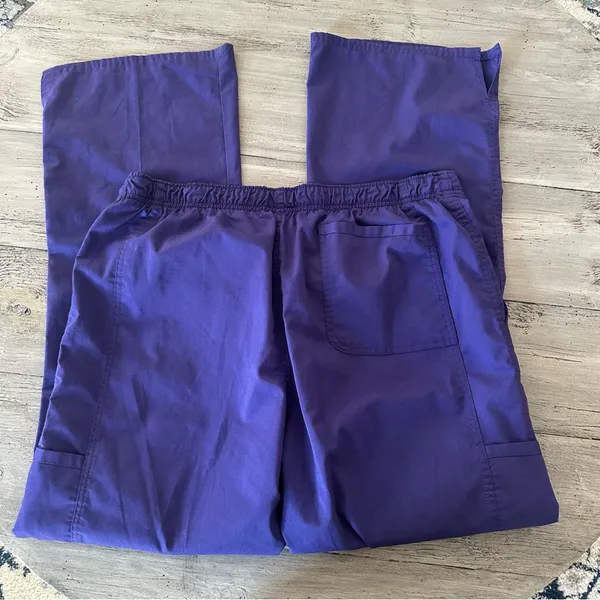 Cherokee Purple Cargo Scrub Pants with Drawstring Waist - Image 2