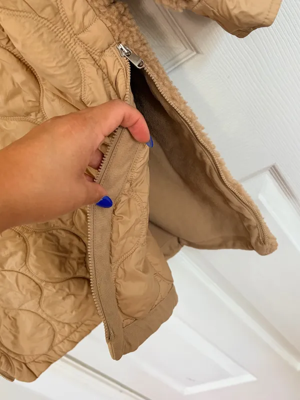 Athleta Sherpa Teddy Coat XS Camel Longline Cozy Minimalist Quiet Luxury Winter - Image 11