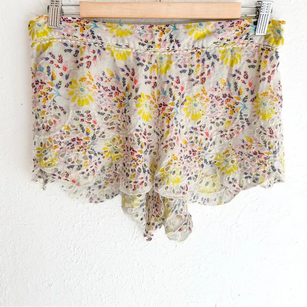 Free People “So Much Fun” Scalloped Floral Eyelet Shorts Small coquette - Image 2