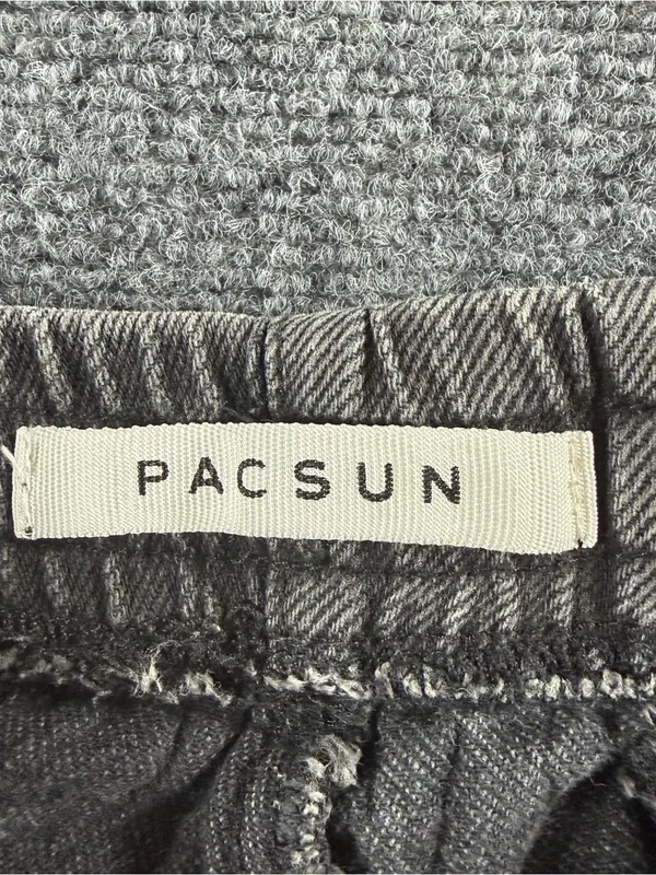 PacSun Volley Shorts Mens Black Denim Stretch Drawstring Pockets Pull On Size M - Image 3