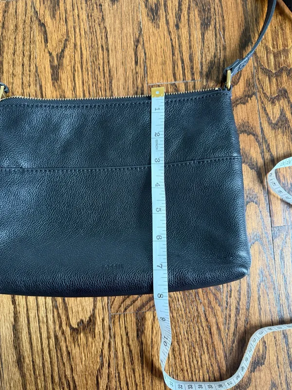 Fossil EW Fiona Crossbody Pebbled Leather Black Cognac Small Pockets Travel - Image 13