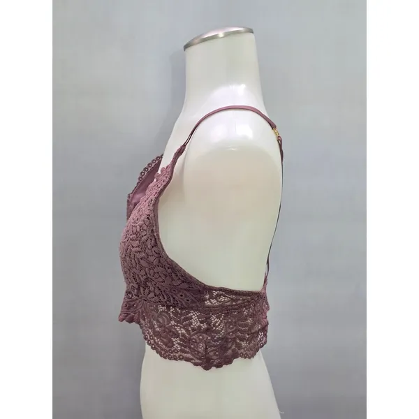 Aerie Brown Romantic Boudoir Bridal Cottage Lingerie Feminine Lace Bra Medium - Image 3