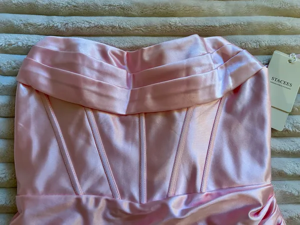 NWT Stacee’s Pink Satin Strapless Corset Bodycon Mini Dress - Image 5