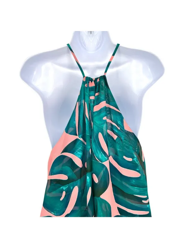 Show Me Your Mumu Byron Resortwear Palms Away Pink Green Tropical Mini Dress XS - Image 10