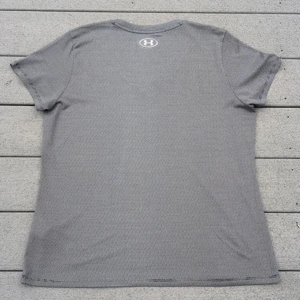Under Armour Gray Short Sleeve V-Neck Heat Gear Loose Fit Shirt - Image 8