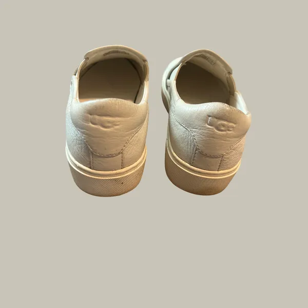 UGG Jass White Pebbled Leather Slip On Platform Sneakers Shoes Womens 7.5 - Image 4