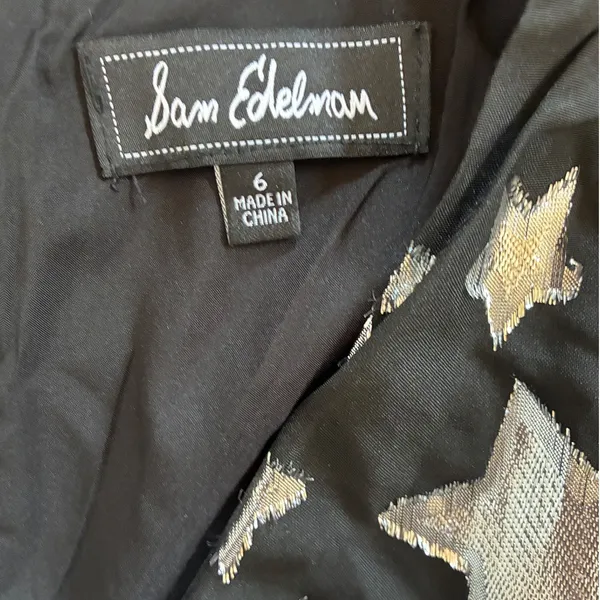 Sam Edelman Womens 6 Black Silver Metallic‎ Star Print Mini Dress V Neck - Image 6