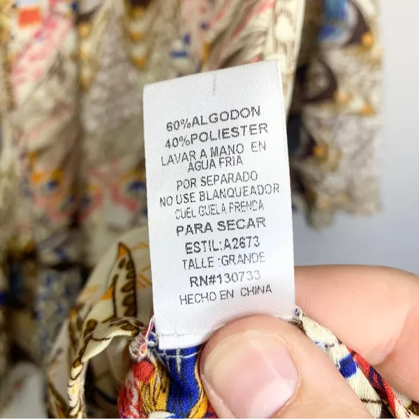 Umgee Bohemian Multicolor Printed Bell Sleeve Ruffle Hem Mini Dress Size L - Image 11