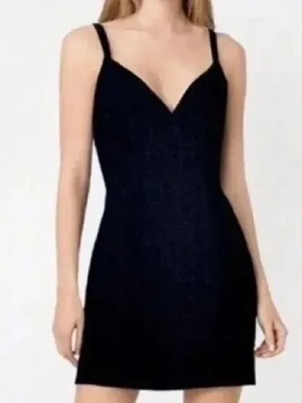 Abercrombie & Fitch Black Tweed Boucle V-Neck Spaghetti Strap Cami Mini Dress - Image 2