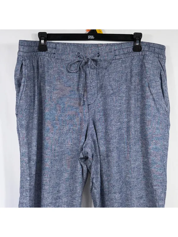 Old Navy Linen Blend Drawstring Pants Women’s Large Blue Chambray Casual Pull-On - Image 2