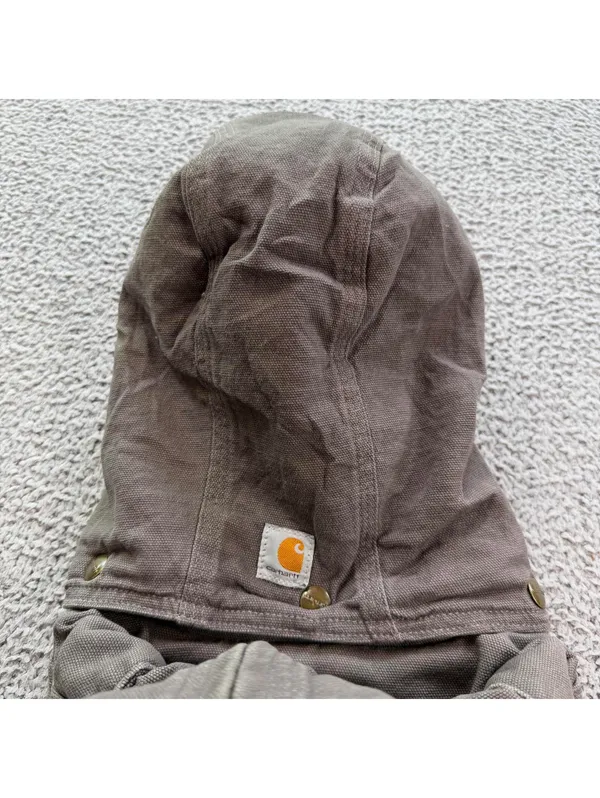 Carhartt Women Full Swing Hooded Work Jacket Fleece Lined Brown M Utility Canvas - Image 8
