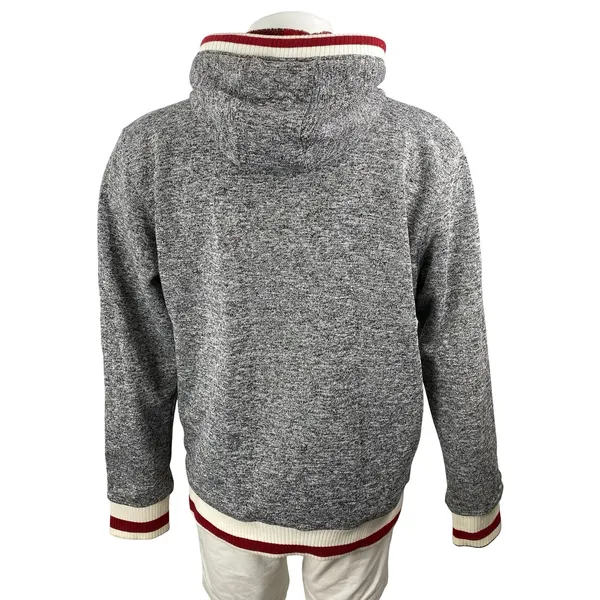 Pook Reversible Men's Gray Faux Fur Long Sleeve Hooded Sweatshirt Jacket Top L - Image 4