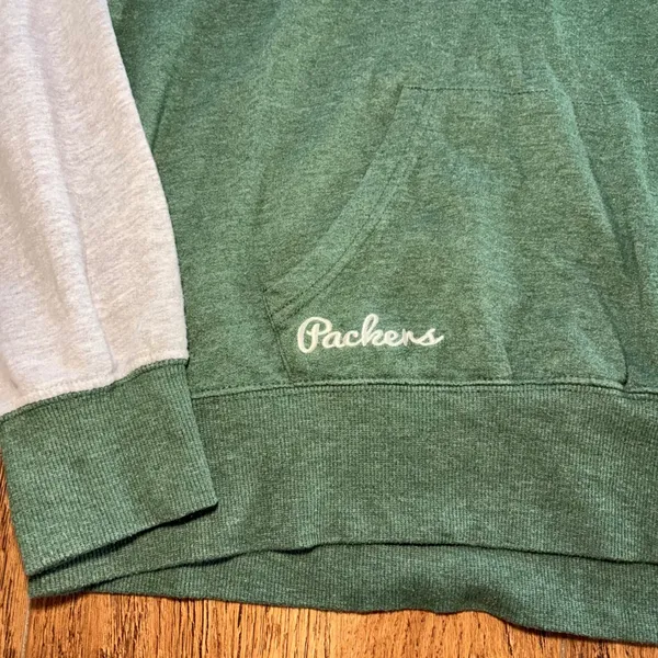 Green Bay Packers‎ Hoodie Womens XL Henley Raglan Sweatshirt NFL Majestic sporty - Image 3