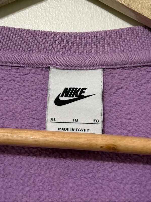 Nike Floral Mushroom Embroidered Sweatshirt Lilac Purple Fleece Crewneck XL - Image 4