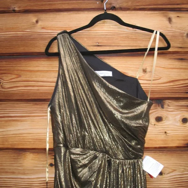 Mac Duggal 26537 Womens Draped One Shoulder Grecian Metallic Gown Dress - Image 11