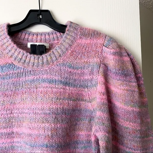 LoveShackFancy‎ Sweater Aquarius Pullover Puffed Shoulders Pink Cloud XL EUC - Image 6