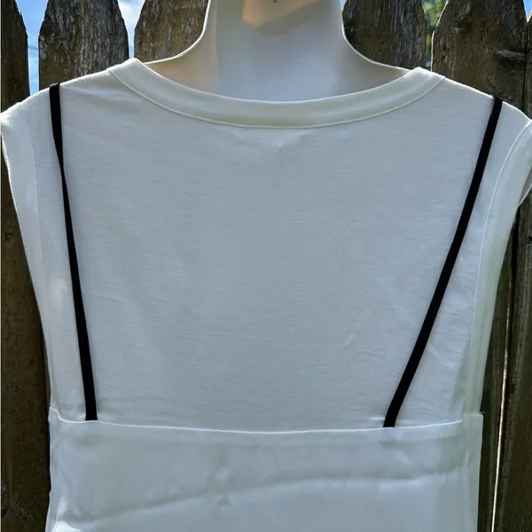 NWT Anthropologie Maeve Lace T-Shirt Dress Black White XS - Image 9