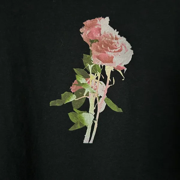 Taylor Swift Long Sleeve Crop Top 100% Cotton Black Rose Graphic Lover Era Med - Image 3