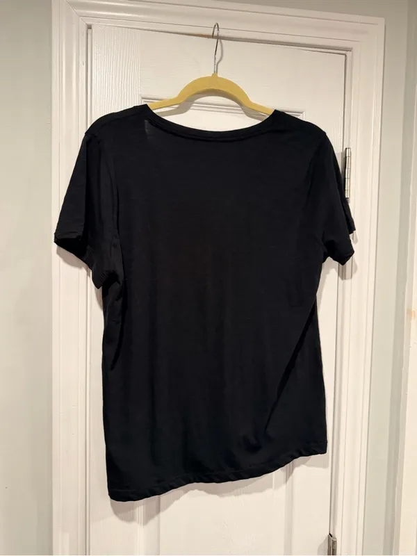 NWOT Madewell Size L Black V Neck Short Sleeve Slub Cotton Tee Shirt - Image 2