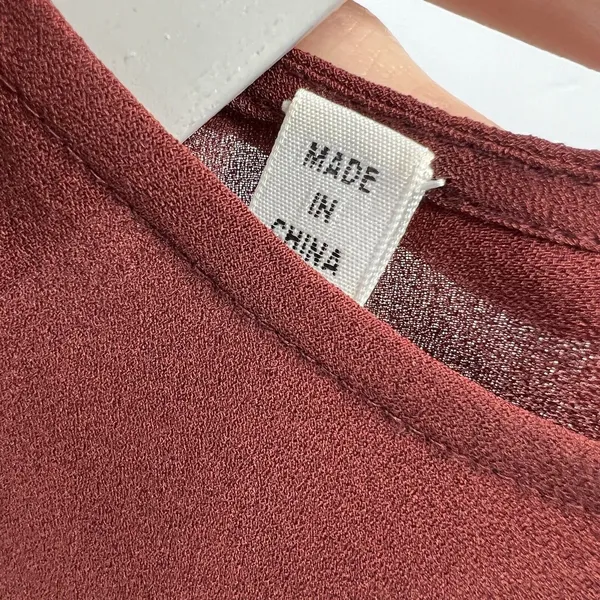 ALC Frank Size 4 Silk Blouse Open Back Ruffle Sleeve Burgundy Elegant Evening Top - Image 8