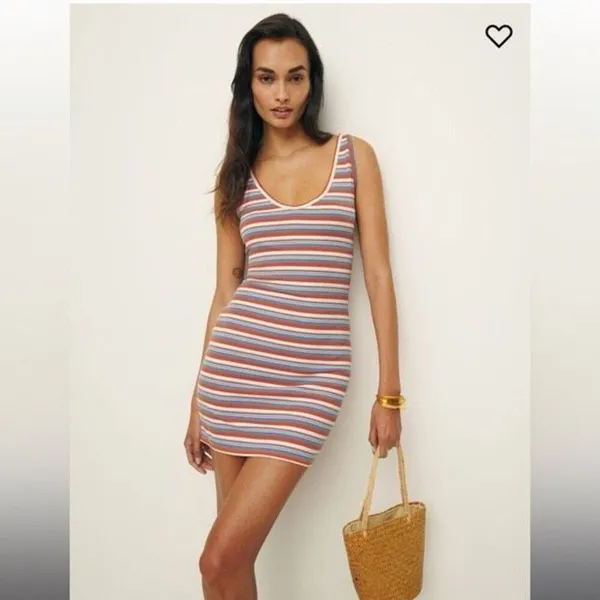Reformation Taylen Knit Stripe Sleeveless Mini Dress Size XS - Image 2
