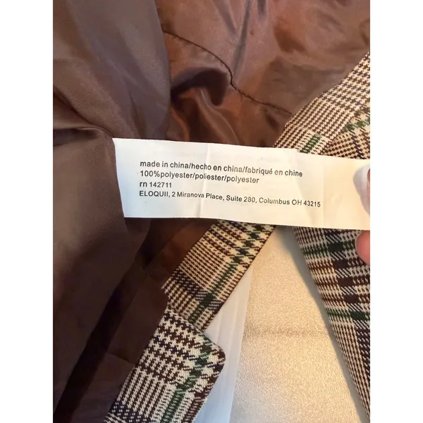 NWT ELOQUII Plaid Blazer Tie‎ Waist Jacket Women Size 20 Brown Green Formal - Image 6