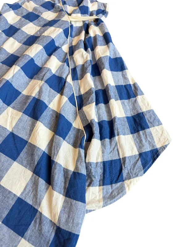 Maeve Blue White Buffalo Check Dress Asymmetrical Hem Sleeveless X-Large Women's - Image 9