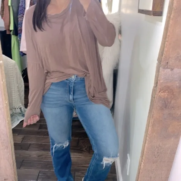 Brown knit top boho size medium large oversized - Image 2